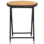 Tea Table Black 60 cm Poly Rattan and Solid Acacia Wood