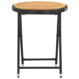 Tea Table Black 60 cm Poly Rattan and Solid Acacia Wood - Side View