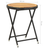 Tea Table Black 60 cm Poly Rattan and Solid Acacia Wood - Rear View