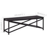Garden Bench 120 cm Poly Rattan Black - 45-Degree Angle