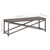 Garden Bench 120 cm Poly Rattan Grey - 45-Degree Angle