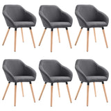 Dining Chairs 6 pcs Dark Grey Fabric - Front View
