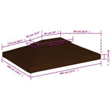2-Tier Gazebo Top Cover 310 g/m² 4x3 m Brown - Rear View