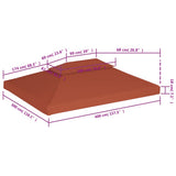 2-Tier Gazebo Top Cover 310 g/m² 4x3 m Terracotta - Rear View