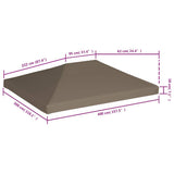 Gazebo Top Cover 310 g/m² 3x4 m Taupe - Rear View