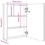 LED Bathroom Mirror Cabinet 50x13x70 cm - Low Angle
