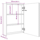 LED Bathroom Mirror Cabinet 50x13x70 cm - Low Angle