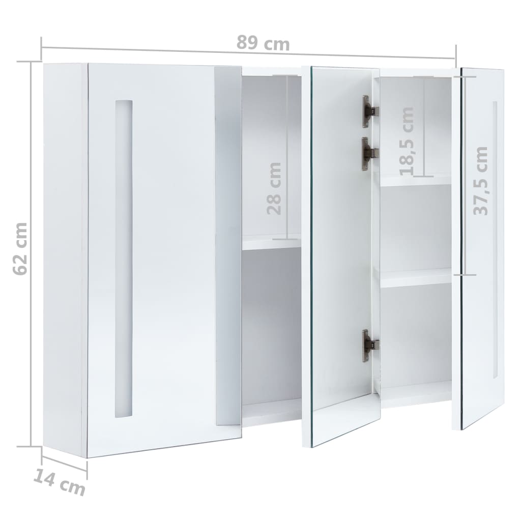 LED Bathroom Mirror Cabinet 89x14x62 cm