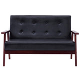 Sofa Set 2 Piece Black Faux Leather - Top-Down View