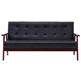 Sofa Set 2 Piece Black Faux Leather - Top-Down View