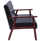 Sofa Set 2 Piece Black Faux Leather - 45-Degree Angle