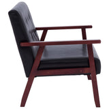 Sofa Set 2 Piece Black Faux Leather - Low Angle