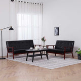 Sofa Set 2 Piece Black Faux Leather