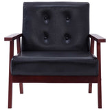 Sofa Set 2 Piece Black Faux Leather - Rear View