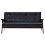 Sofa Set 3 Piece Black Faux Leather - Top-Down View