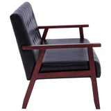 Sofa Set 3 Piece Black Faux Leather - 45-Degree Angle
