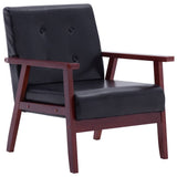 Sofa Set 3 Piece Black Faux Leather - Rear View