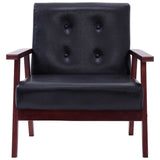 Sofa Set 3 Piece Black Faux Leather - Close-Up Angle