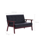 Sofa Set 3 Piece Black Faux Leather - Extra Image