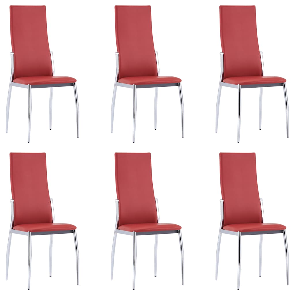 Dining Chairs 6 pcs Red Faux Leather