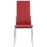 Dining Chairs 6 pcs Red Faux Leather - Side View