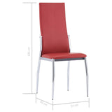 Dining Chairs 6 pcs Red Faux Leather - Low Angle