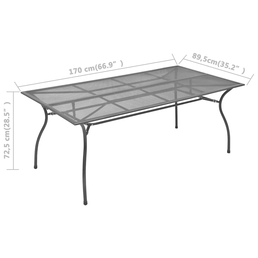 Garden Table Anthracite 170x89.5x72.5 cm Steel Mesh