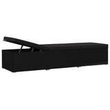 Sun Lounger with Cushion Poly Rattan Black - 45-Degree Angle