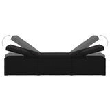 Sun Lounger with Cushion Poly Rattan Black