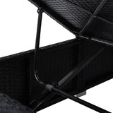 Sun Lounger with Cushion Poly Rattan Black - Low Angle