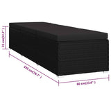 Sun Lounger with Cushion Poly Rattan Black
