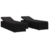 Garden Sunloungers Reclining 3 pcs Black Poly rattan