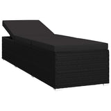 Garden Sunloungers Reclining 3 pcs Black Poly rattan - 45-Degree Angle