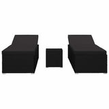 Garden Sunloungers Reclining 3 pcs Black Poly rattan