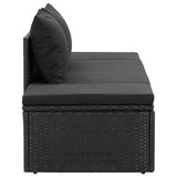 Sun Bed with Cushions Poly Rattan Black - Rear View