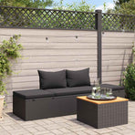 Sun Bed with Cushions Poly Rattan Black