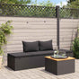 Sun Bed with Cushions Poly Rattan Black
