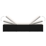 Sun Lounger with Cushion and Tea Table Poly Rattan Cream White - Close-Up Angle