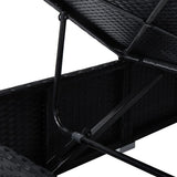 Sun Lounger with Cushion and Tea Table Poly Rattan Black - Extra Image