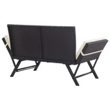 Garden Bench with Cushions 176 cm Black Poly Rattan - Top-Down View