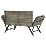 Garden Bench with Cushions 176 cm Grey Poly Rattan - Top-Down View