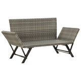 Garden Bench with Cushions 176 cm Grey Poly Rattan - Rear View