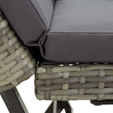 Garden Bench with Cushions 176 cm Grey Poly Rattan - Close-Up Angle