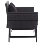 Garden Bench with Cushions 176 cm Black Poly Rattan