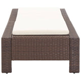 Sunbed with Cushion Brown Poly Rattan - Side View