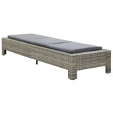 Sunbed with Cushion Grey Poly Rattan - Side View