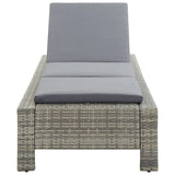 Sunbed with Cushion Grey Poly Rattan - Top-Down View