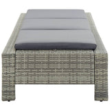 Sunbed with Cushion Grey Poly Rattan - 45-Degree Angle