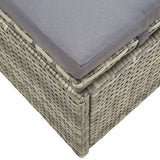 Sunbed with Cushion Grey Poly Rattan - Low Angle