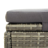Sunbed with Cushion Grey Poly Rattan - Extra Image